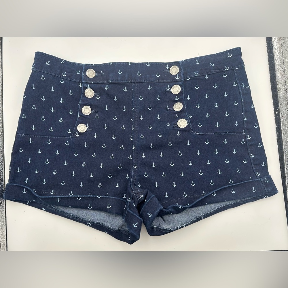Rue21 High Rise Sailor Shorts Size 7/8 Nautical Anchor Print Twee Rockabilly